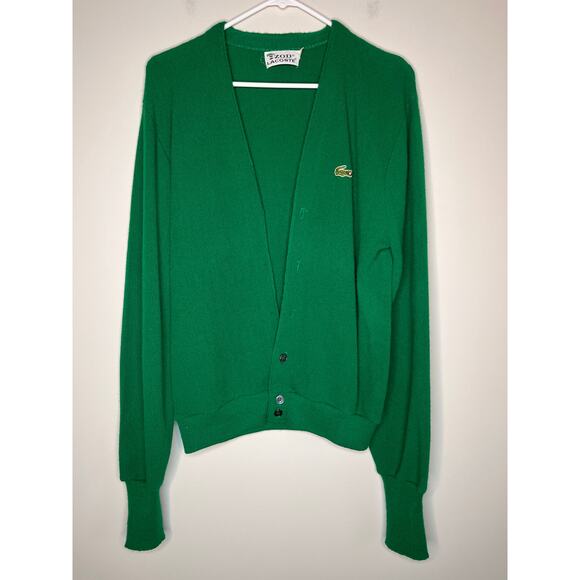 IZOD Lacoste Other - Lacoste Men's Green Cotton V-Neck Cardigan